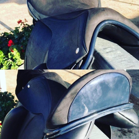 Adv R smooth blue facing cantle - Custom Saddlery, Dressage Saddles | Drakesaddlesavvy.com