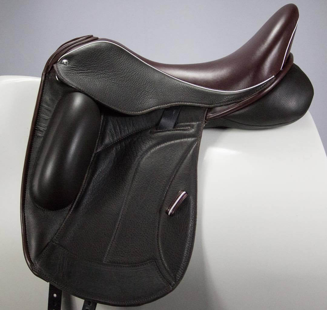 Flight black vienna burg seat loops white welt - Custom Saddlery, Dressage Saddles | Drakesaddlesavvy.com
