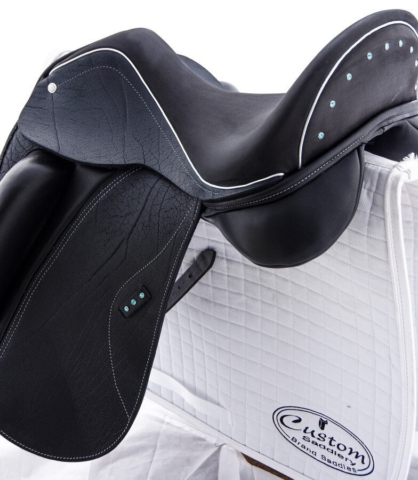 Omni brn buff aqua crystals - Custom Saddlery, Dressage Saddles | Drakesaddlesavvy.com